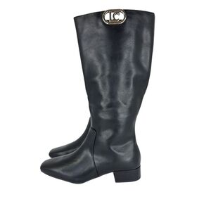Liz Claiborne LC Deering Black Synthetic Knee High Riding Boots Size 9.5 Wide‎
